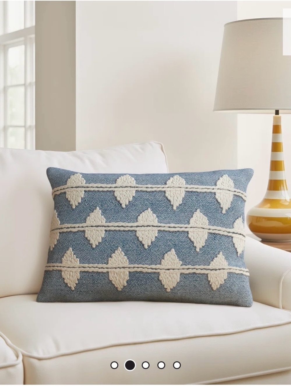 Birch Lane Textured Blue Decorative Throw Pillow Covers with Cream Pattern